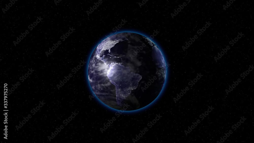 The earth in lights rotates in space The earth in lights rotates in space