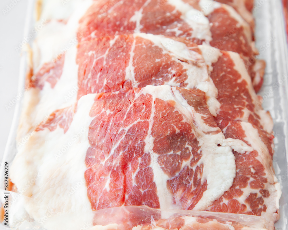 Freshness sliced raw beef in food container Freshness sliced raw beef in food container