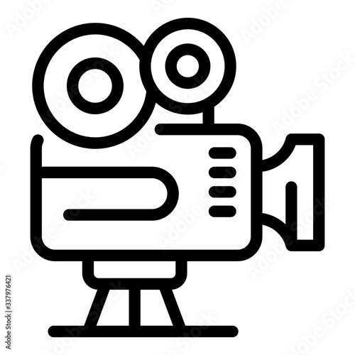 Movie camera icon. Outline movie camera vector icon for web design isolated on white background