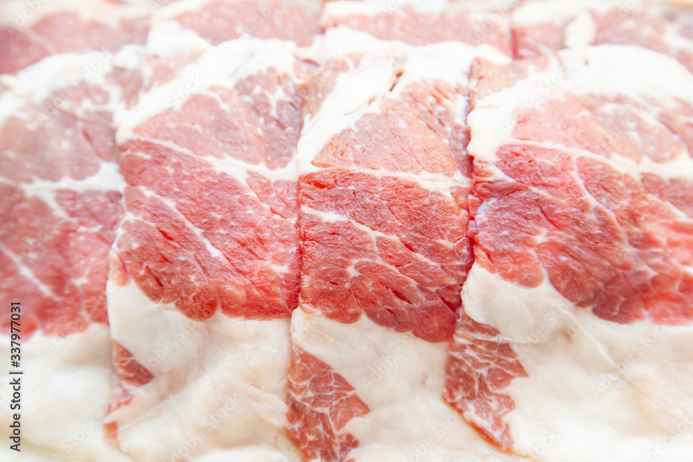 Freshness sliced raw beef in food container Freshness sliced raw beef in food container