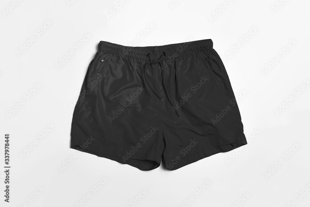 Black men shorts Mock-up for swimming isolated on white background.Swim