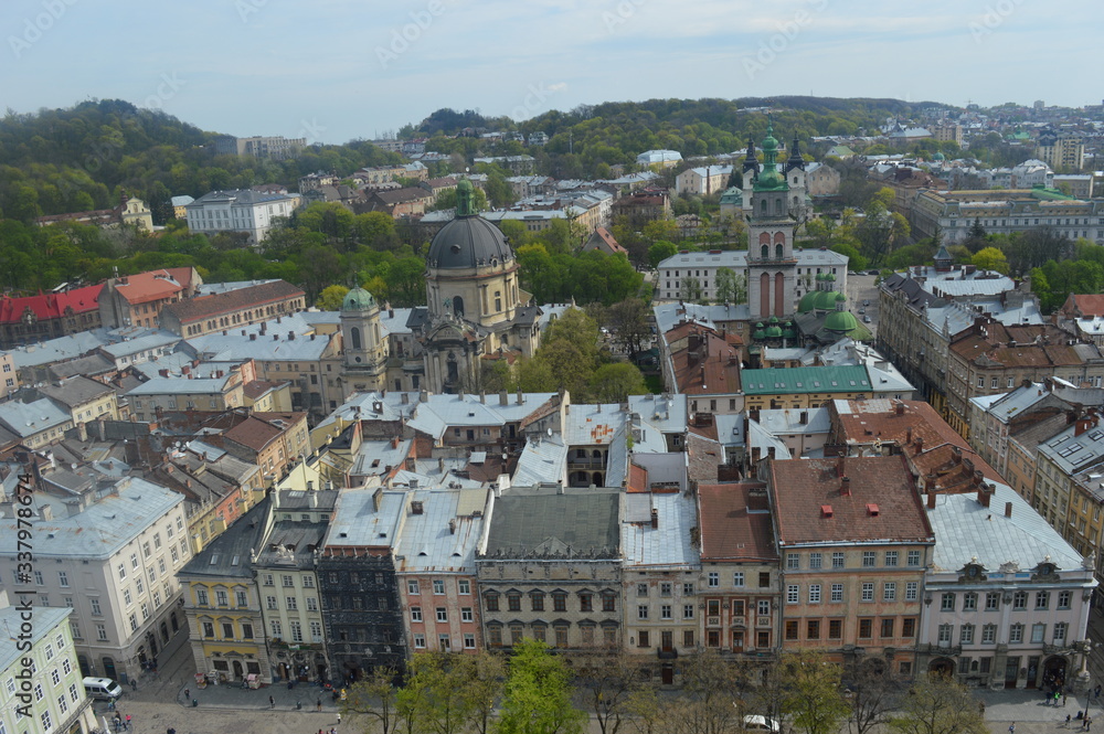 aerial view of the of Lviv city