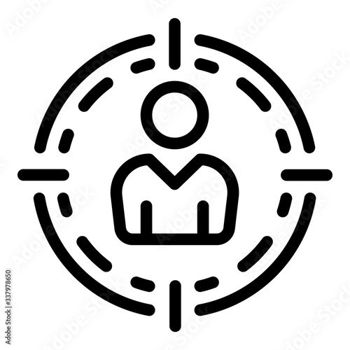 Targeted client icon. Outline targeted client vector icon for web design isolated on white background