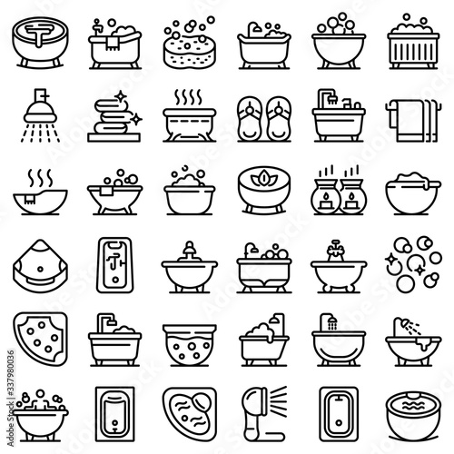 Jacuzzi icons set. Outline set of jacuzzi vector icons for web design isolated on white background