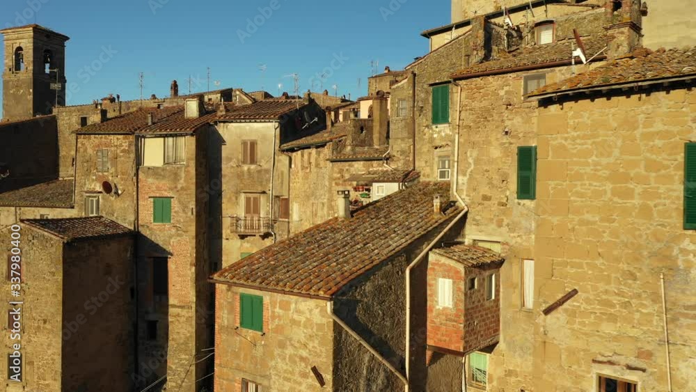 Ancient City. Medieval Fortress Town In Italy. Aerial View. Ancient City. Medieval Fortress Town In Italy. Aerial View.