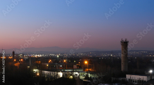 Blue hour over city - City of Ploiesti   Romania in the dusk
