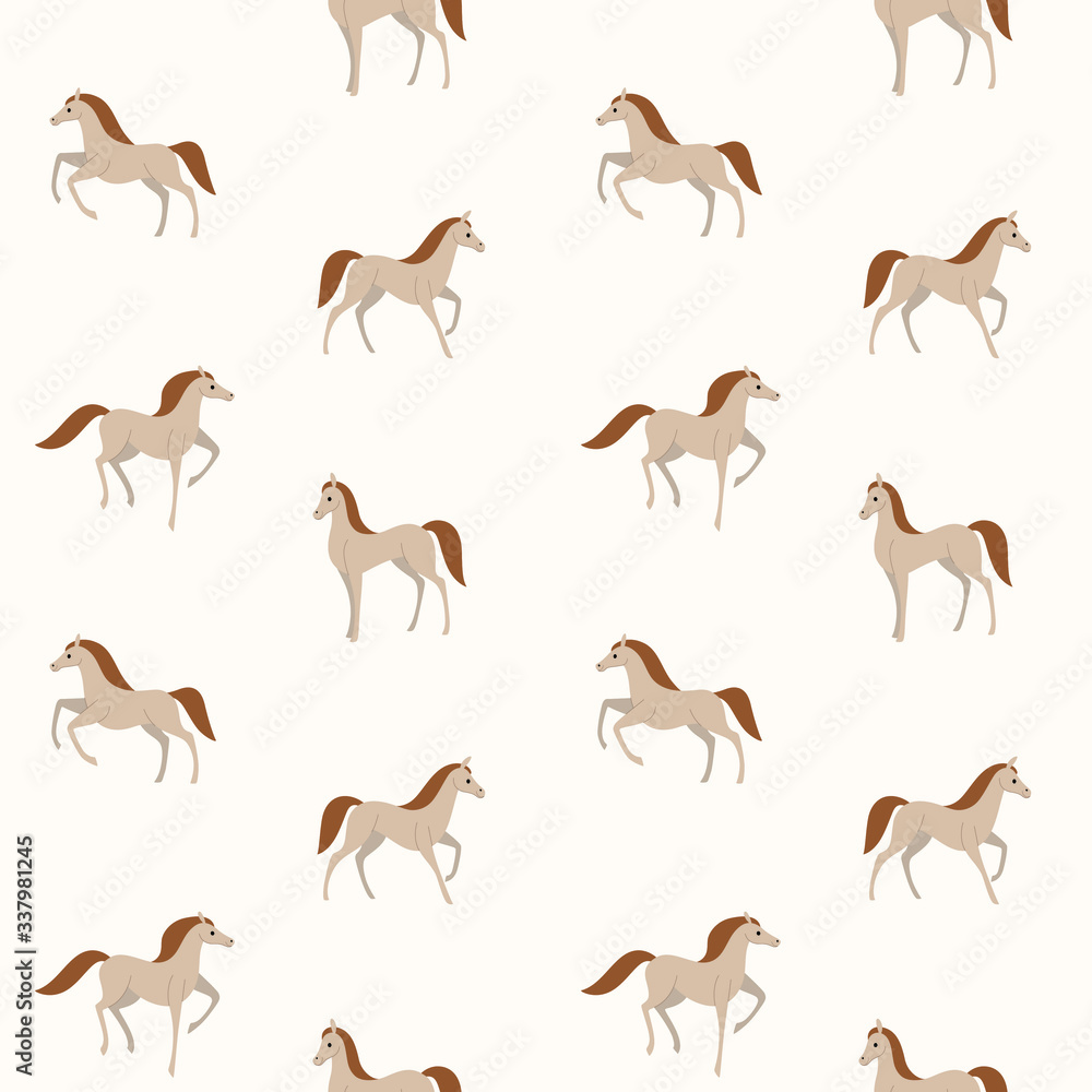 Simple seamless trendy animal pattern with horse. Cartoon vector illustration. Simple seamless trendy animal pattern with horse. Cartoon vector illustration.