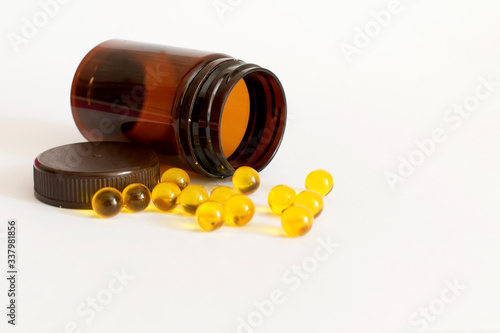 pills and vitamins on a white background
