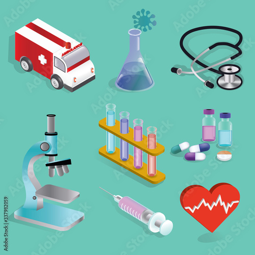 Vector set of medical & science equipment photo