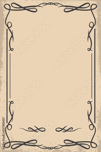 Vintage empty frame in wild west style. Vector design element for poster, card, banner, flyer.