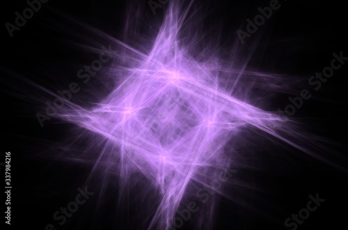 Beautiful line art illustration with fractal white purple on black background.Beautiful abstract background.