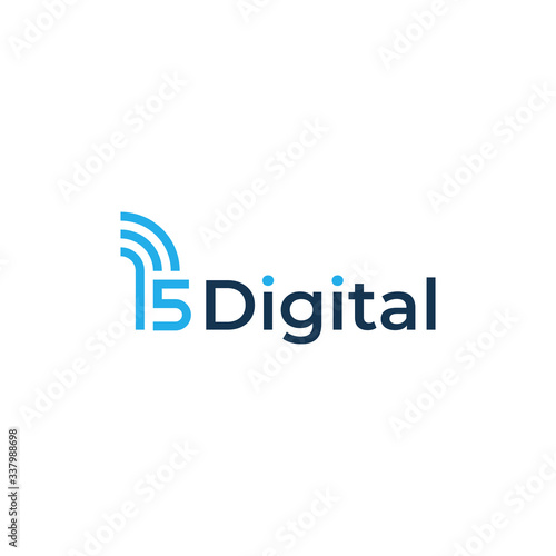 logo design combination of letter number 15 D with a signal symbol