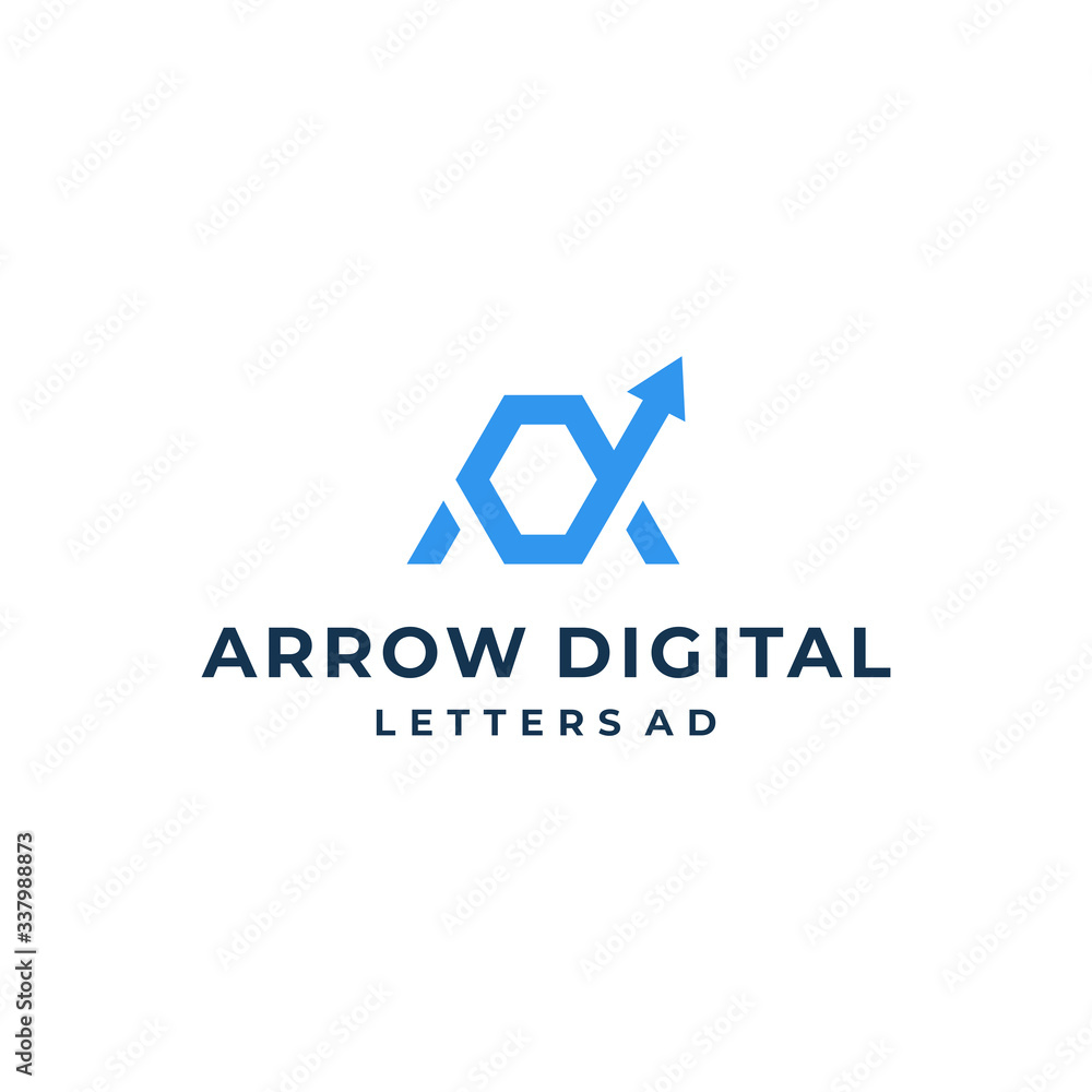 logo design letters A and D with symbol arrow growth up logo design letters A and D with symbol arrow growth up