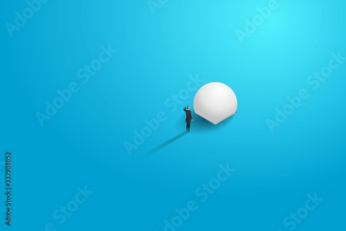 Businessman pushing boulder  not match the destination. Concept illustration vector.