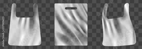polyethilene stretched plastic bag on transparent. vector realistic illustration