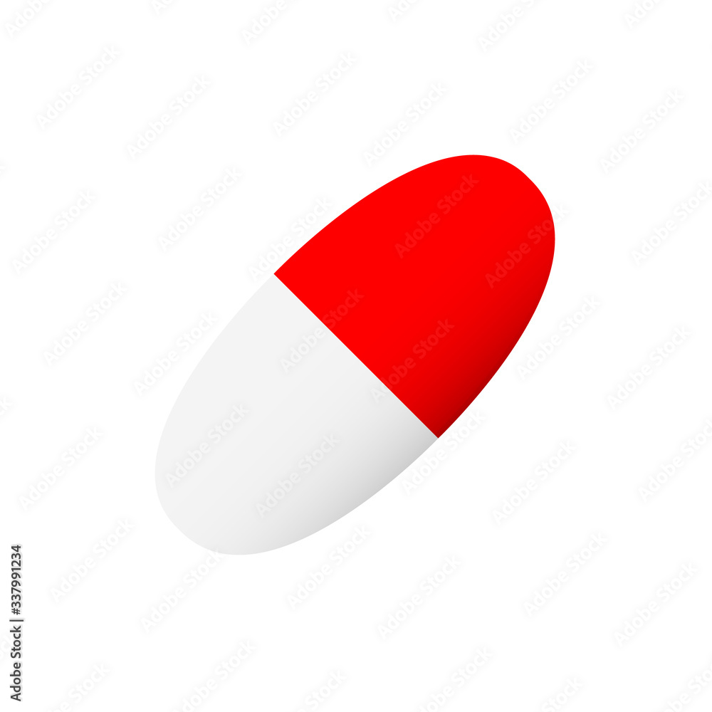 White and red pill vector illustration isolated on a white background White and red pill vector illustration isolated on a white background