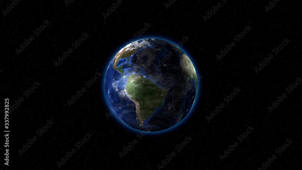 The earth rotates with luminous dots The earth rotates with luminous dots