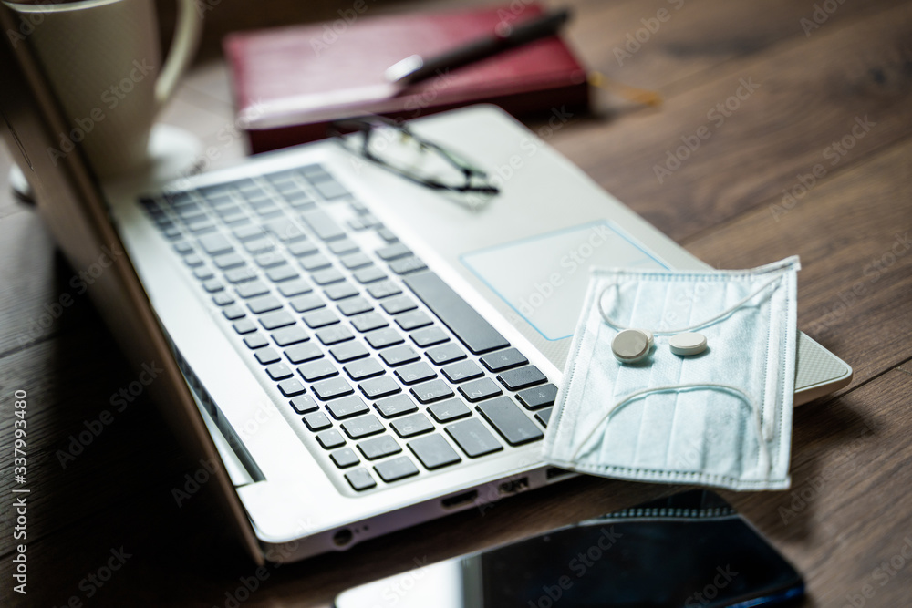 Workplace during quarantine. Remote work or study. Workplace during quarantine. Remote work or study.
