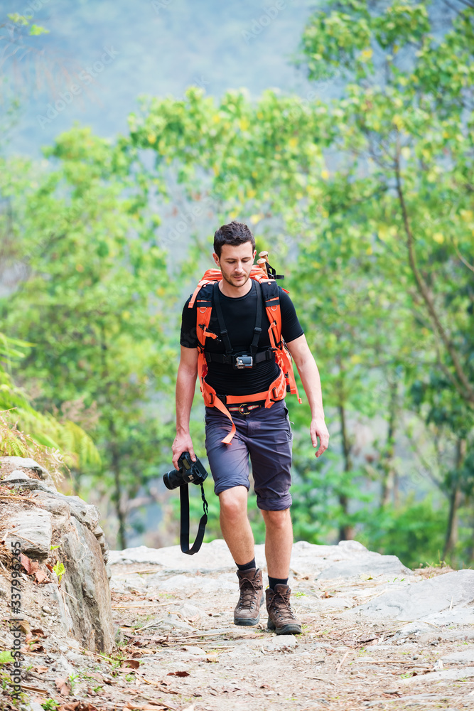 hiking in the mountains