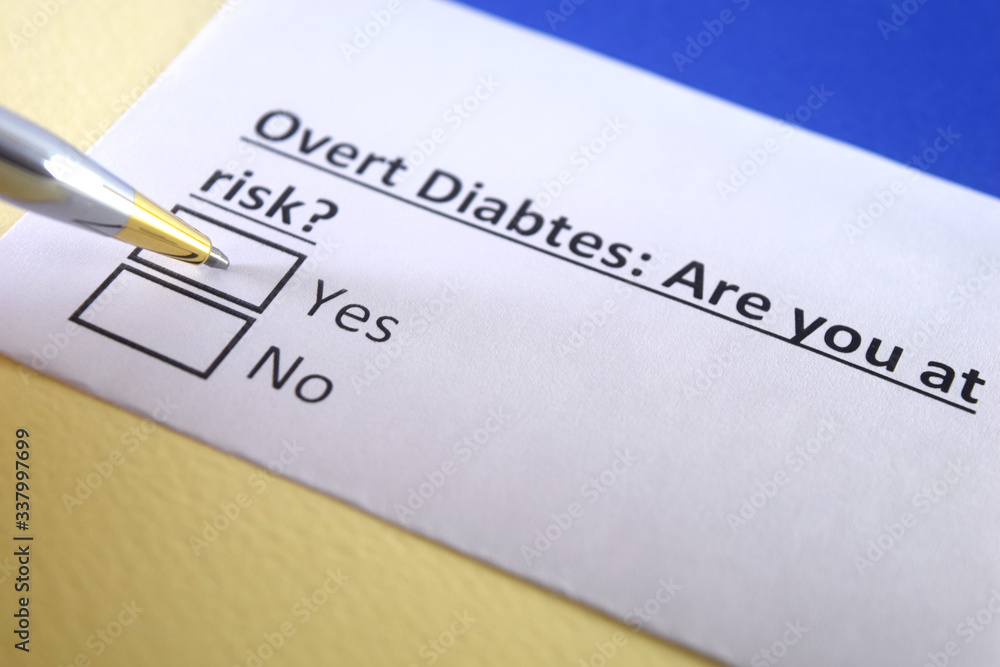 One person is answering question about overt diabetes. One person is answering question about overt diabetes.