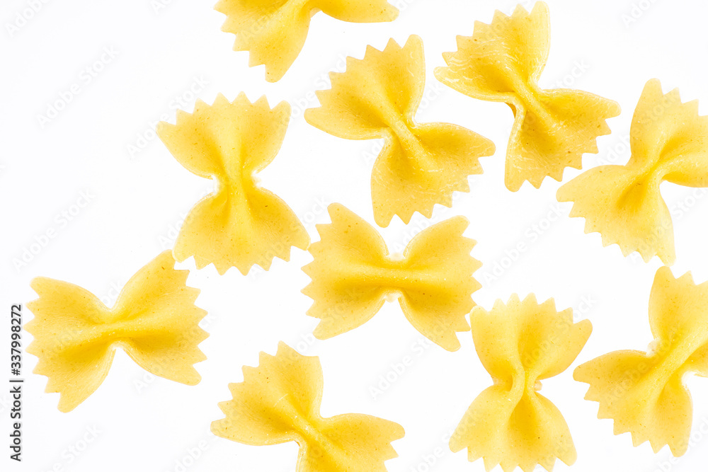 farfalle pasta isolated on black or white background