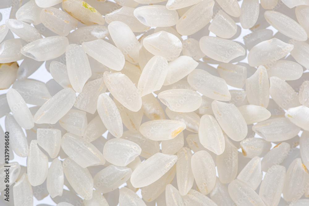 round grain peeled seeds on a white background top view round grain peeled seeds on a white background top view