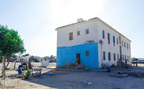 Berbera, Somaliland - November 10, 2019: Looks like Crushed Streets and Buildings in the Berbera City