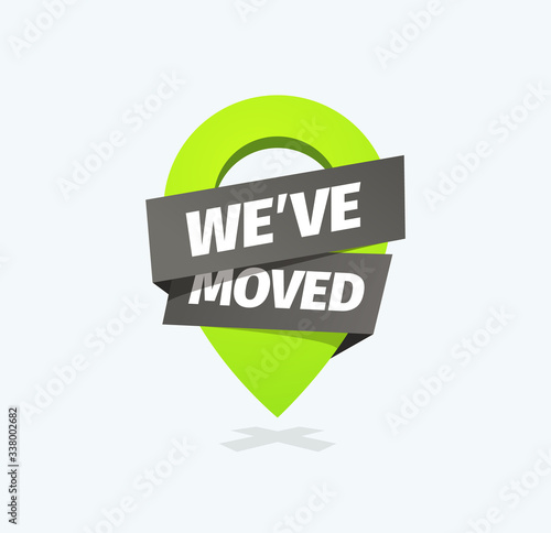 We have moved isolated vector icon. Information of relocation sign on white background