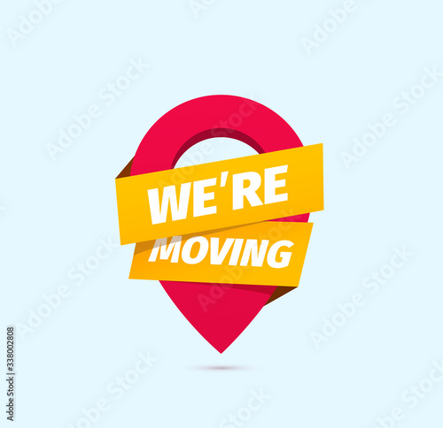 We are moving isolated vector icon. Information of relocation sign on white background
