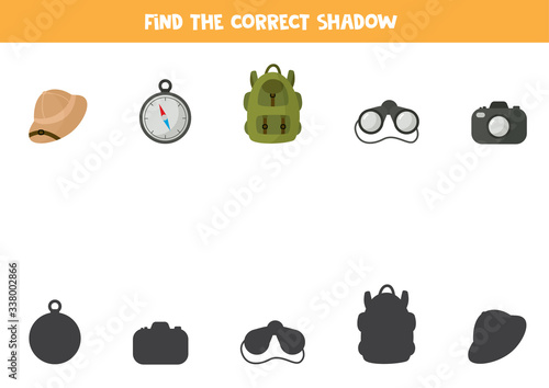 Find the right shadow of travelling tools.