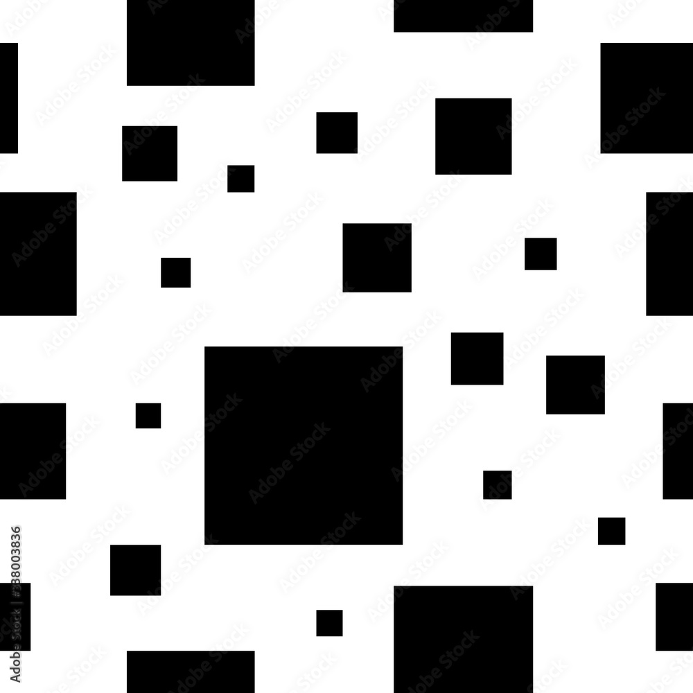 Seamless pattern. Black squares of different sizes. Seamless pattern. Black squares of different sizes.