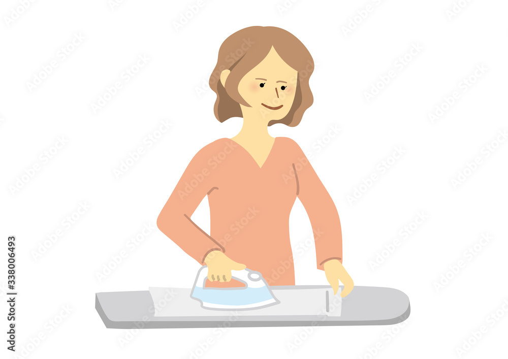 アイロンをかける女性