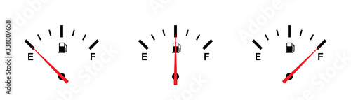 Fuel gauge indicator. Vector isolated illustration icon. Gasoline indicatior vector collection icons. Gas meter set elements.