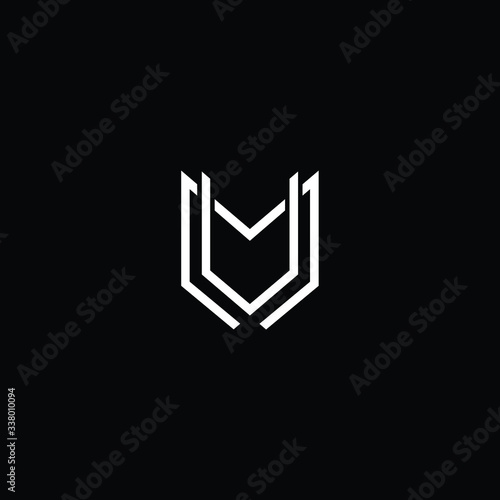 Minimal elegant monogram art logo. Outstanding professional trendy awesome artistic MV VM initial based Alphabet icon logo. Premium Business logo White color on black background
