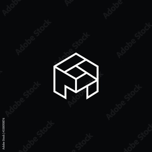 Minimal elegant monogram art logo. Outstanding professional trendy awesome artistic AP PA MP PM initial based Alphabet icon logo. Premium Business logo White color on black background