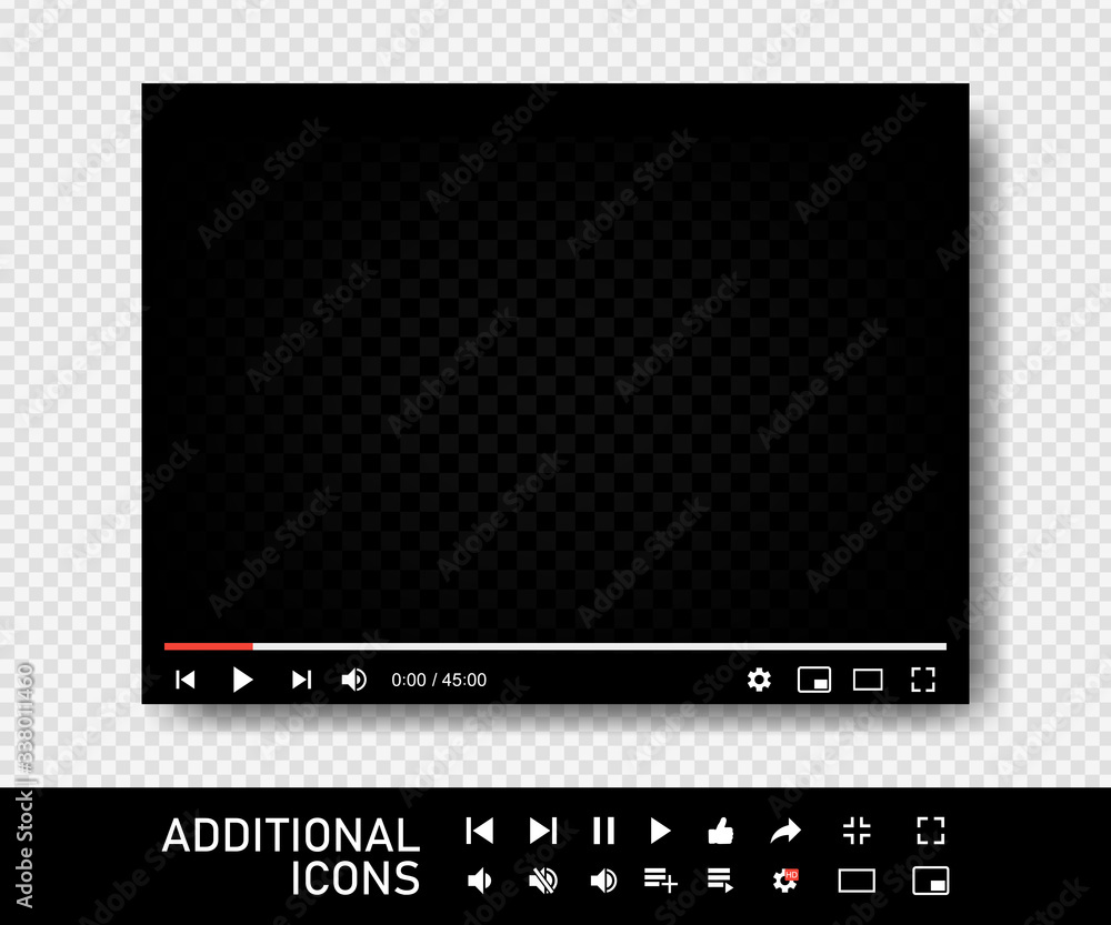 Blank video screen. Video player interface. You are using a desktop