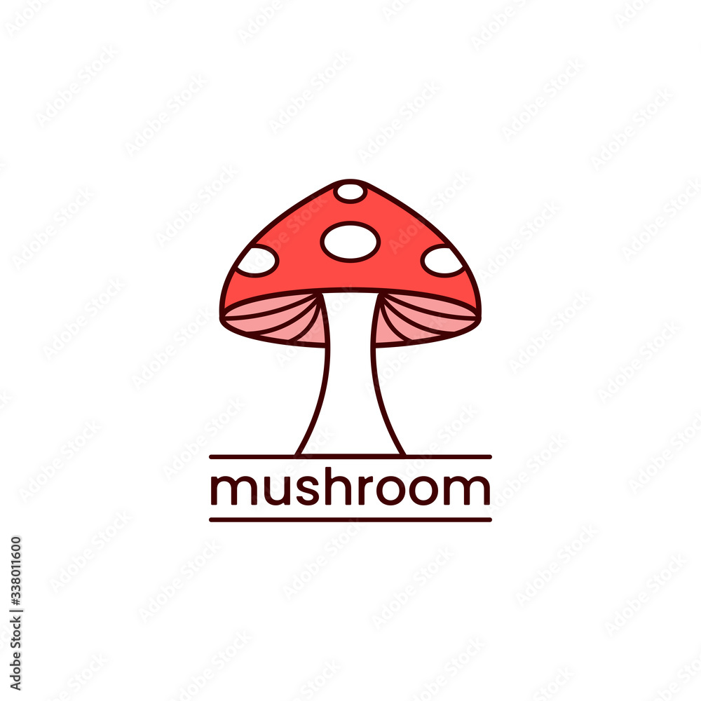 Red mushroom logo vector. Agriculture symbol design on white background.