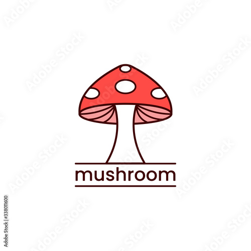 Red mushroom logo vector. Agriculture symbol design on white background.