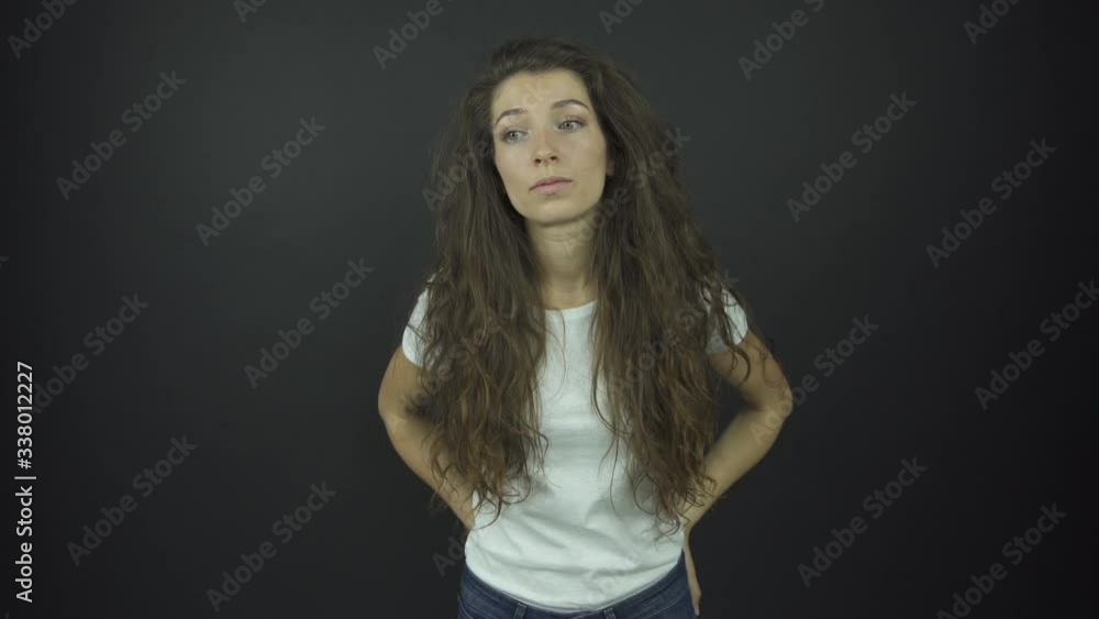 attractive brunette with blue eyes plays role of joyful lady attractive brunette with blue eyes plays role of joyful lady