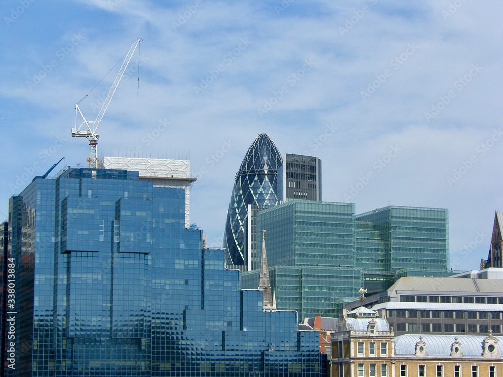 Modern Glass Buildings in the financial district of London