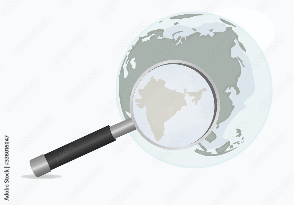 India map in magnifying glass. vector illustration India map in magnifying glass. vector illustration