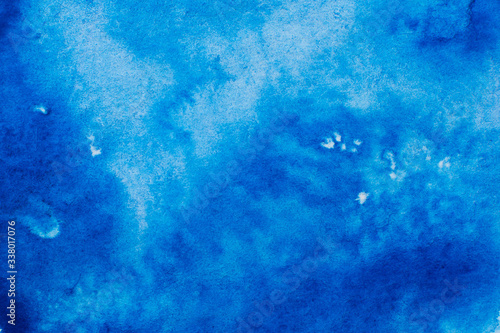 Blue abstract painted watercolor background.Hand painted watercolor background.