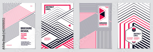 Minimal flyers, booklets, annual reports cover templates. Web, commerce or events vector graphic design templates set. Covers with minimal design. A4 print format.
