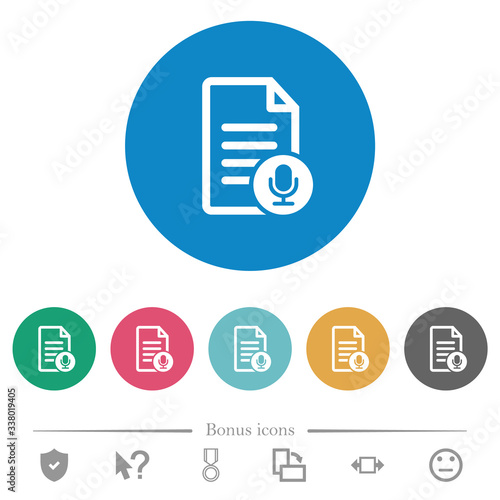 Voice document flat round icons