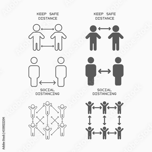 social distancing icon, safe distancing vector