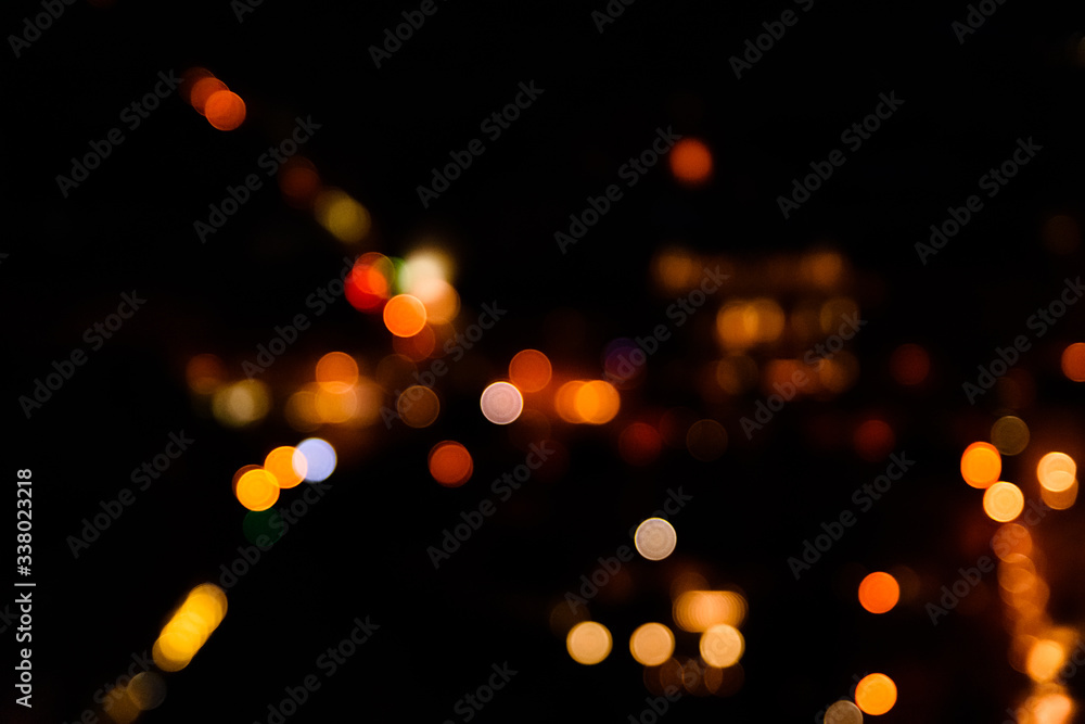 Abstract and blurred background of the big city lights. Bokeh concept