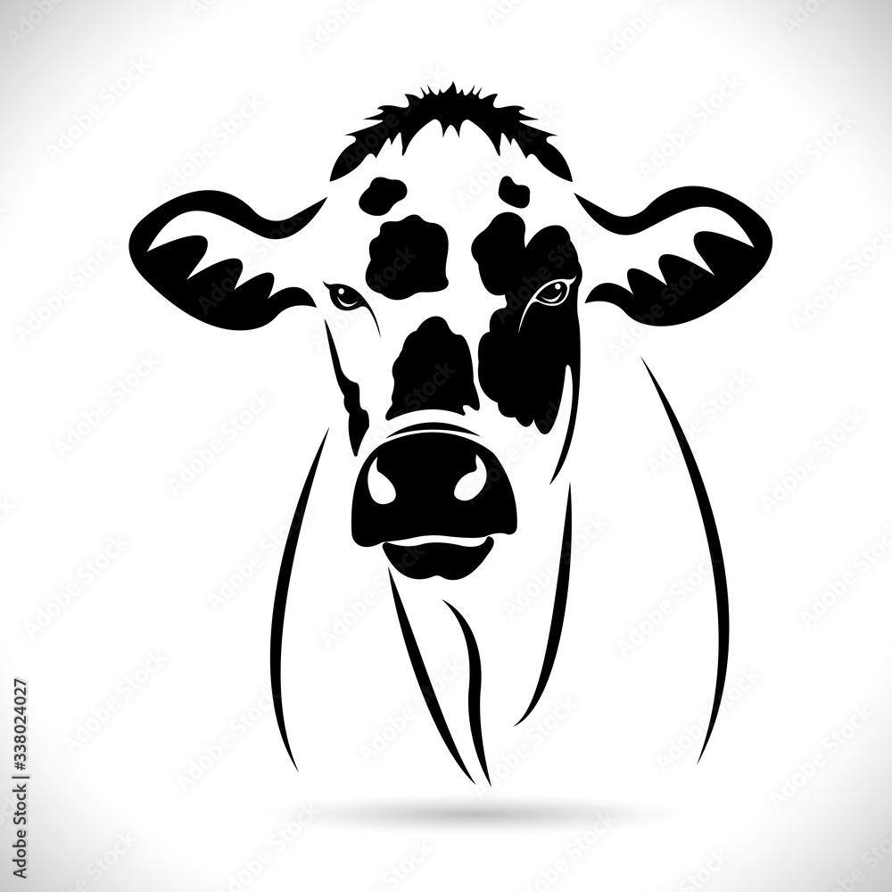 Vector of picture cow head design ,logo design,Farm Animals,Black and white picture,Line animal,on the white background. Vector of picture cow head design ,logo design,Farm Animals,Black and white picture,Line animal,on the white background.