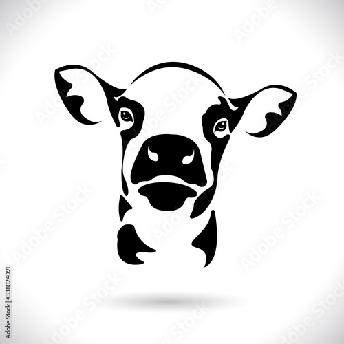 Vector of picture cow head design  logo design Farm Animals Black and white picture Line animal on the white background.