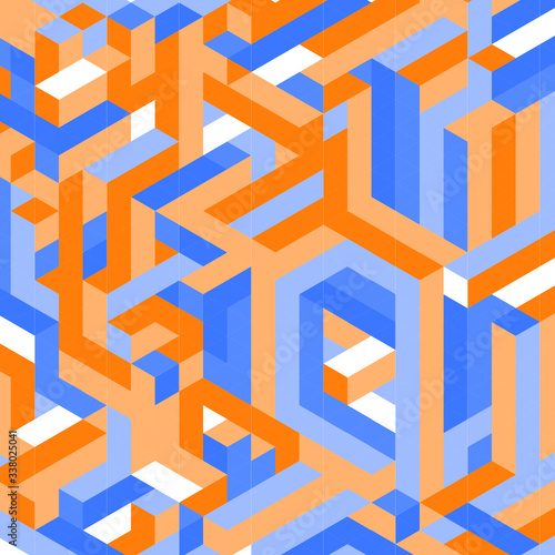 Isometric geometric abstract shape seamless background pattern
