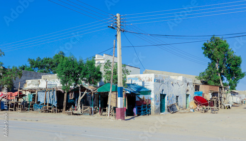 Berbera, Somaliland - November 10, 2019: Dilapidated Streets and Buildings during War in the Berbera City